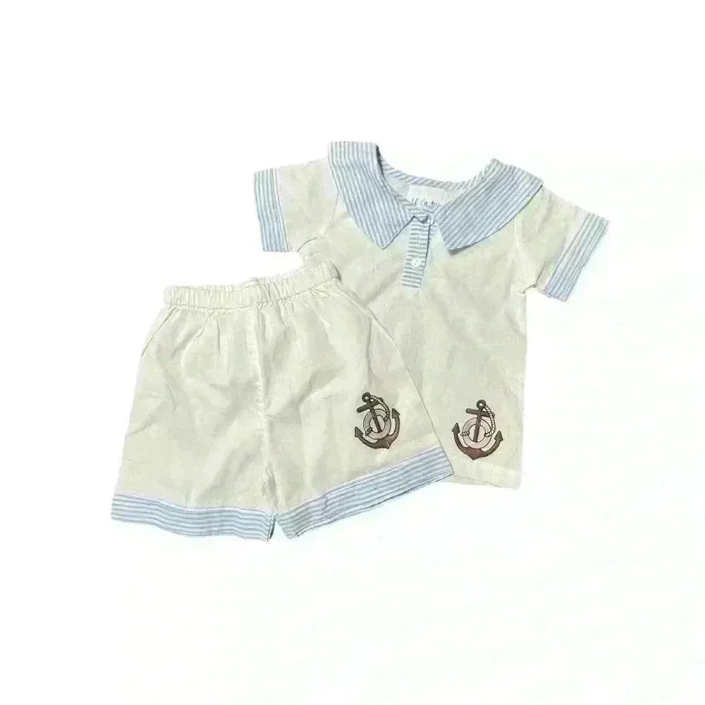 Boys NWOT Lil Cactus Set Sailor Set With Anchor 12-24Months k111